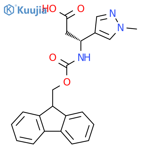 (3R)-3-({(9H-fluoren-9-yl)methoxycarbonyl}amino)-3-(1-methyl-1H-pyrazol-4-yl)propanoic acid structure