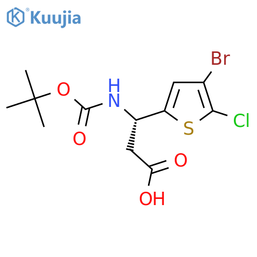 (3S)-3-(4-bromo-5-chlorothiophen-2-yl)-3-{(tert-butoxy)carbonylamino}propanoic acid structure