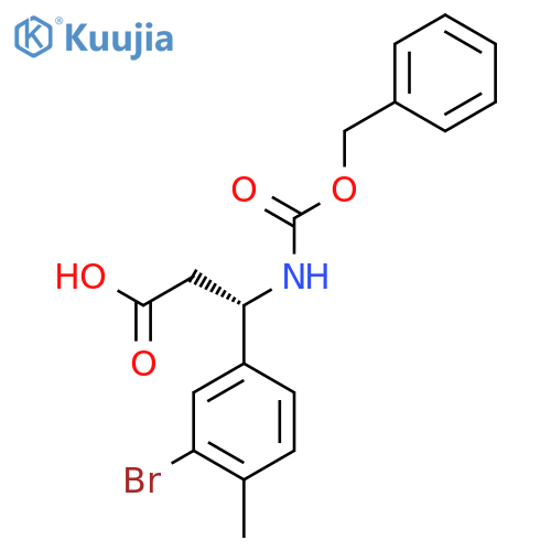 (3S)-3-{(benzyloxy)carbonylamino}-3-(3-bromo-4-methylphenyl)propanoic acid structure