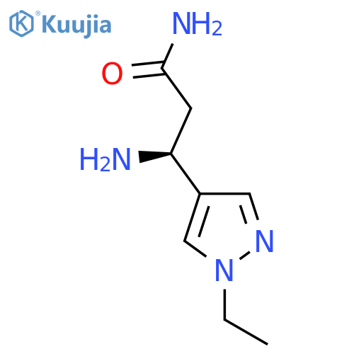 (3S)-3-amino-3-(1-ethyl-1H-pyrazol-4-yl)propanamide structure