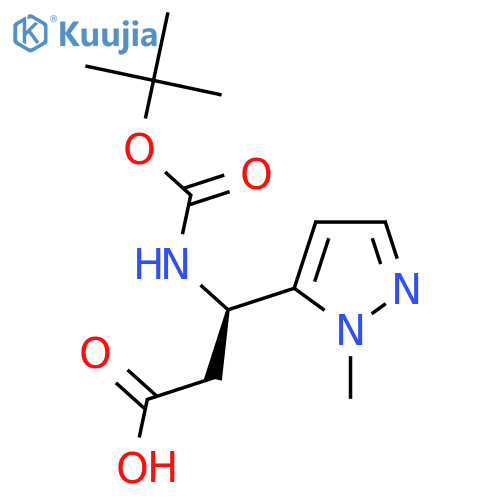 (3R)-3-{(tert-butoxy)carbonylamino}-3-(1-methyl-1H-pyrazol-5-yl)propanoic acid structure