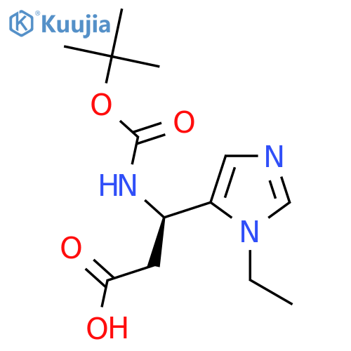 (3R)-3-{(tert-butoxy)carbonylamino}-3-(1-ethyl-1H-imidazol-5-yl)propanoic acid structure