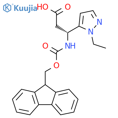 (3R)-3-(1-ethyl-1H-pyrazol-5-yl)-3-({(9H-fluoren-9-yl)methoxycarbonyl}amino)propanoic acid structure