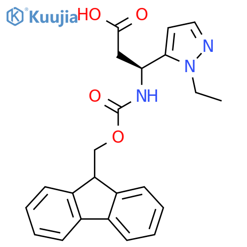 (3S)-3-(1-ethyl-1H-pyrazol-5-yl)-3-({(9H-fluoren-9-yl)methoxycarbonyl}amino)propanoic acid structure