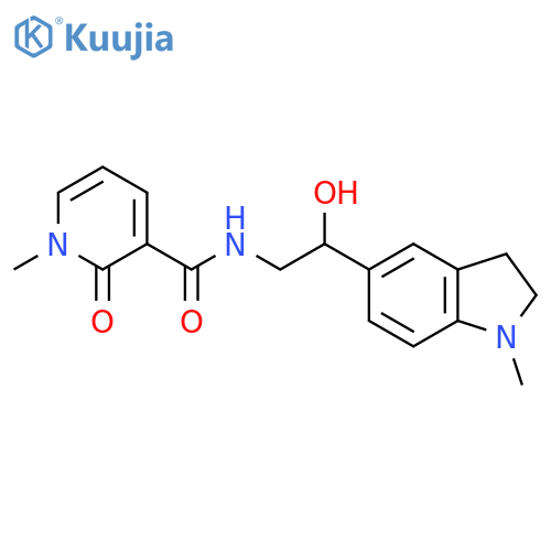 N-2-hydroxy-2-(1-methyl-2,3-dihydro-1H-indol-5-yl)ethyl-1-methyl-2-oxo-1,2-dihydropyridine-3-carboxamide structure