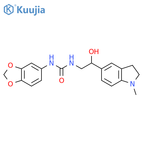 1-(2H-1,3-benzodioxol-5-yl)-3-2-hydroxy-2-(1-methyl-2,3-dihydro-1H-indol-5-yl)ethylurea structure