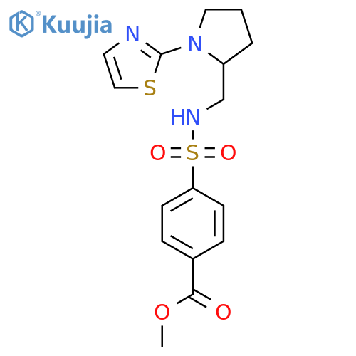 methyl 4-({[1-(1,3-thiazol-2-yl)pyrrolidin-2-yl]methyl}sulfamoyl)benzoate structure