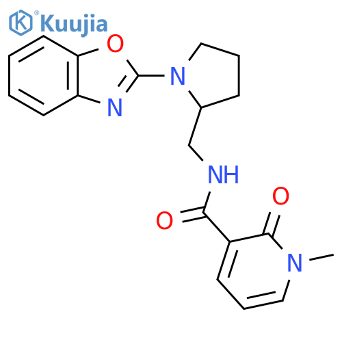 N-{1-(1,3-benzoxazol-2-yl)pyrrolidin-2-ylmethyl}-1-methyl-2-oxo-1,2-dihydropyridine-3-carboxamide structure