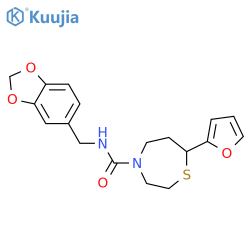 N-[(2H-1,3-benzodioxol-5-yl)methyl]-7-(furan-2-yl)-1,4-thiazepane-4-carboxamide structure