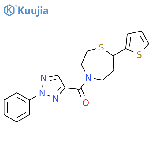 4-(2-phenyl-2H-1,2,3-triazole-4-carbonyl)-7-(thiophen-2-yl)-1,4-thiazepane structure