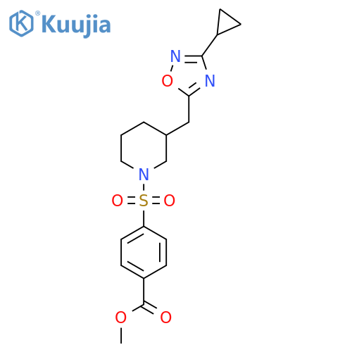 methyl 4-({3-[(3-cyclopropyl-1,2,4-oxadiazol-5-yl)methyl]piperidin-1-yl}sulfonyl)benzoate structure