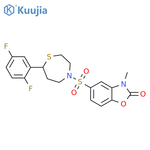 5-{[7-(2,5-difluorophenyl)-1,4-thiazepan-4-yl]sulfonyl}-3-methyl-2,3-dihydro-1,3-benzoxazol-2-one structure