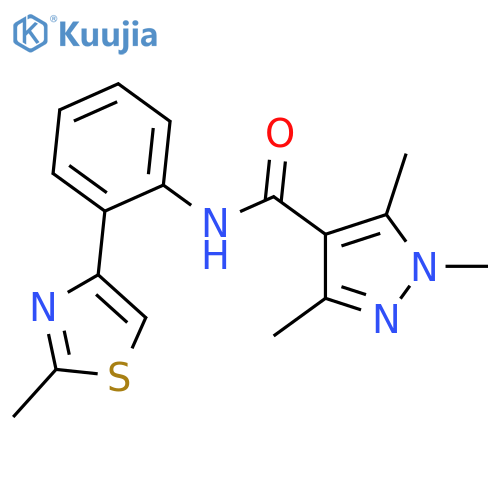 1,3,5-trimethyl-N-(2-(2-methylthiazol-4-yl)phenyl)-1H-pyrazole-4-carboxamide structure