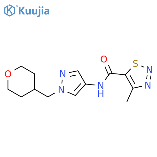 4-methyl-N-[1-(oxan-4-ylmethyl)pyrazol-4-yl]thiadiazole-5-carboxamide structure