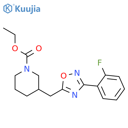 ethyl 3-{[3-(2-fluorophenyl)-1,2,4-oxadiazol-5-yl]methyl}piperidine-1-carboxylate structure