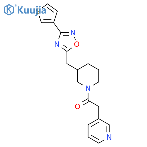 2-(pyridin-3-yl)-1-(3-{[3-(thiophen-3-yl)-1,2,4-oxadiazol-5-yl]methyl}piperidin-1-yl)ethan-1-one structure