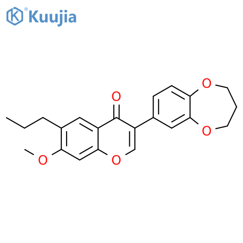 3-(3,4-dihydro-2H-1,5-benzodioxepin-7-yl)-7-methoxy-6-propyl-4H-chromen-4-one structure