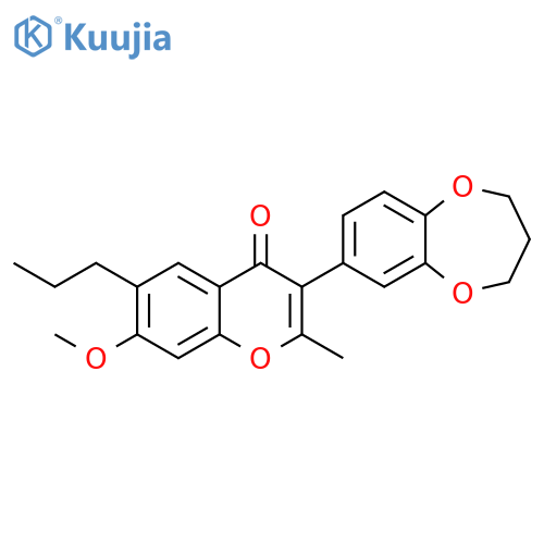 3-(3,4-dihydro-2H-1,5-benzodioxepin-7-yl)-7-methoxy-2-methyl-6-propyl-4H-chromen-4-one structure
