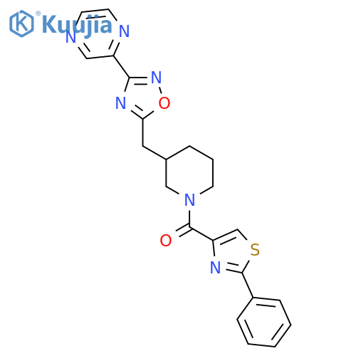 2-(5-{[1-(2-phenyl-1,3-thiazole-4-carbonyl)piperidin-3-yl]methyl}-1,2,4-oxadiazol-3-yl)pyrazine structure