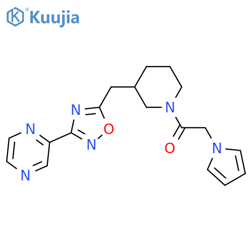 1-(3-{[3-(pyrazin-2-yl)-1,2,4-oxadiazol-5-yl]methyl}piperidin-1-yl)-2-(1H-pyrrol-1-yl)ethan-1-one structure