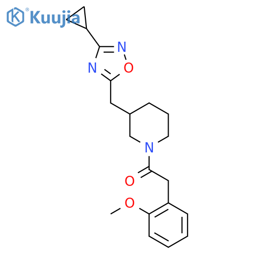 1-{3-[(3-cyclopropyl-1,2,4-oxadiazol-5-yl)methyl]piperidin-1-yl}-2-(2-methoxyphenyl)ethan-1-one structure