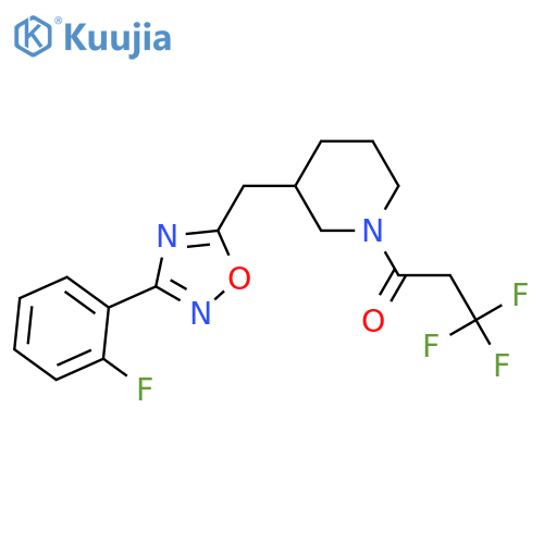 3,3,3-trifluoro-1-(3-{[3-(2-fluorophenyl)-1,2,4-oxadiazol-5-yl]methyl}piperidin-1-yl)propan-1-one structure