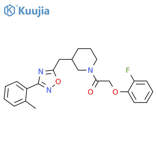 2-(2-fluorophenoxy)-1-(3-{[3-(2-methylphenyl)-1,2,4-oxadiazol-5-yl]methyl}piperidin-1-yl)ethan-1-one structure