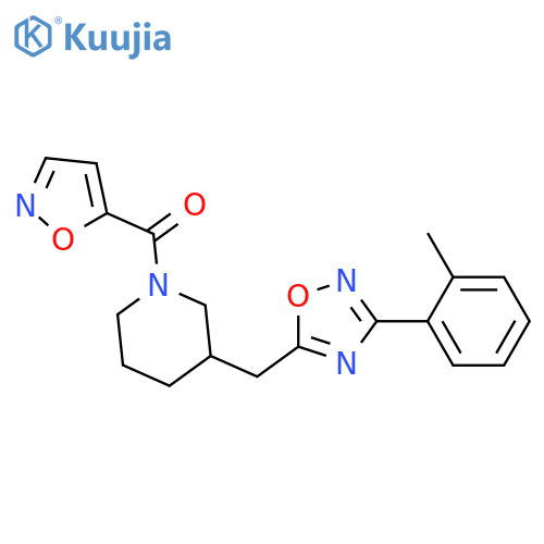 3-{[3-(2-methylphenyl)-1,2,4-oxadiazol-5-yl]methyl}-1-(1,2-oxazole-5-carbonyl)piperidine structure