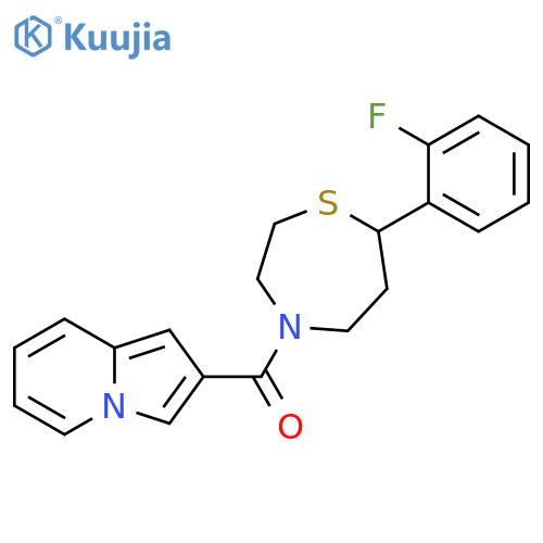 2-[7-(2-fluorophenyl)-1,4-thiazepane-4-carbonyl]indolizine structure