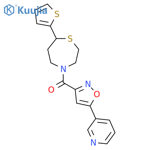 4-[5-(pyridin-3-yl)-1,2-oxazole-3-carbonyl]-7-(thiophen-2-yl)-1,4-thiazepane structure