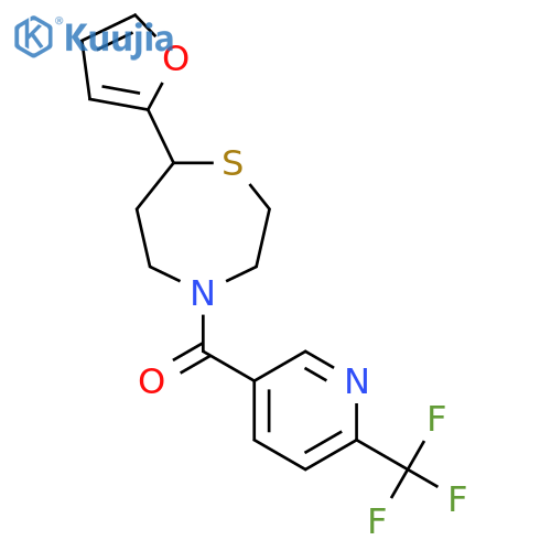 7-(furan-2-yl)-4-[6-(trifluoromethyl)pyridine-3-carbonyl]-1,4-thiazepane structure