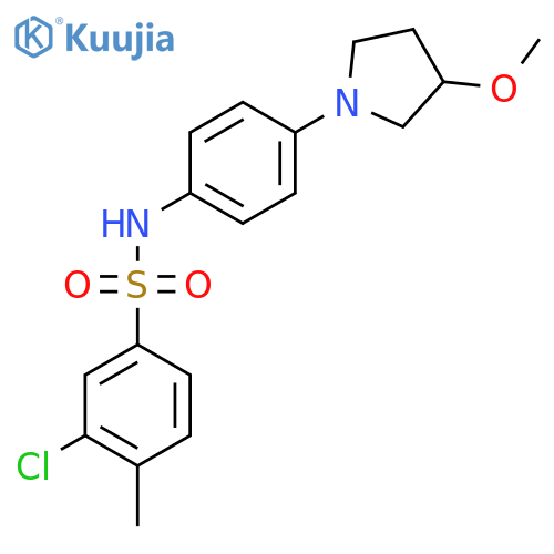 3-chloro-N-4-(3-methoxypyrrolidin-1-yl)phenyl-4-methylbenzene-1-sulfonamide structure