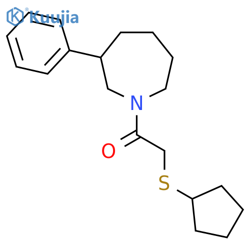 2-(cyclopentylsulfanyl)-1-(3-phenylazepan-1-yl)ethan-1-one structure