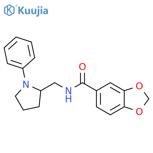 N-(1-phenylpyrrolidin-2-yl)methyl-2H-1,3-benzodioxole-5-carboxamide structure