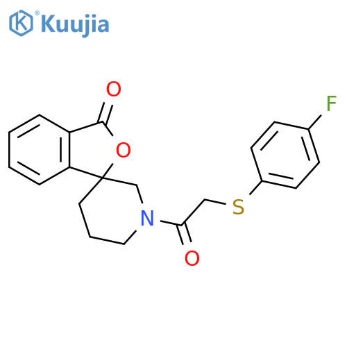 1'-{2-(4-fluorophenyl)sulfanylacetyl}-3H-spiro2-benzofuran-1,3'-piperidine-3-one structure