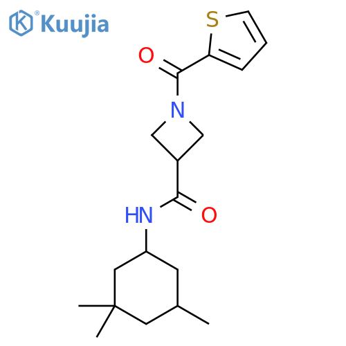 1-(thiophene-2-carbonyl)-N-(3,3,5-trimethylcyclohexyl)azetidine-3-carboxamide structure