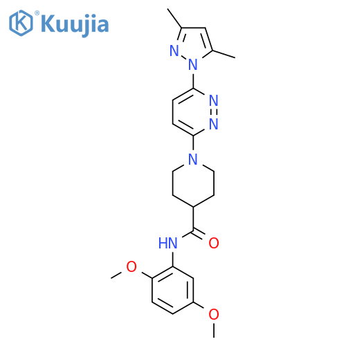 N-(2,5-dimethoxyphenyl)-1-6-(3,5-dimethyl-1H-pyrazol-1-yl)pyridazin-3-ylpiperidine-4-carboxamide structure