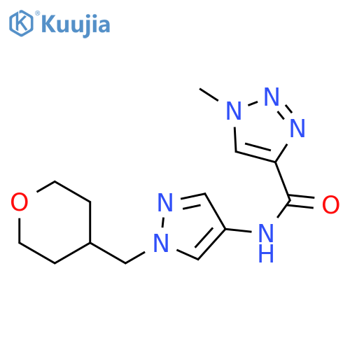 1-methyl-N-[1-(oxan-4-ylmethyl)pyrazol-4-yl]triazole-4-carboxamide structure