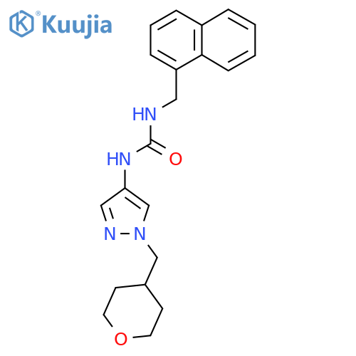 1-(naphthalen-1-ylmethyl)-3-(1-((tetrahydro-2H-pyran-4-yl)methyl)-1H-pyrazol-4-yl)urea structure