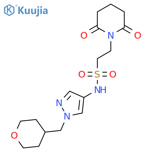 2-(2,6-dioxopiperidin-1-yl)-N-(1-((tetrahydro-2H-pyran-4-yl)methyl)-1H-pyrazol-4-yl)ethanesulfonamide structure