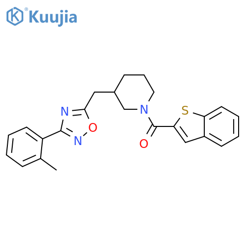 1-(1-benzothiophene-2-carbonyl)-3-{[3-(2-methylphenyl)-1,2,4-oxadiazol-5-yl]methyl}piperidine structure