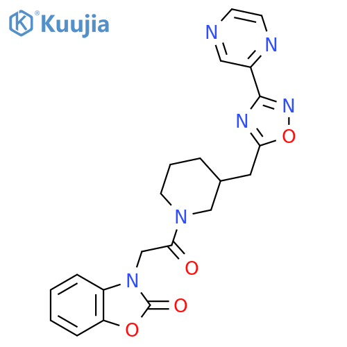 3-[2-oxo-2-(3-{[3-(pyrazin-2-yl)-1,2,4-oxadiazol-5-yl]methyl}piperidin-1-yl)ethyl]-2,3-dihydro-1,3-benzoxazol-2-one structure