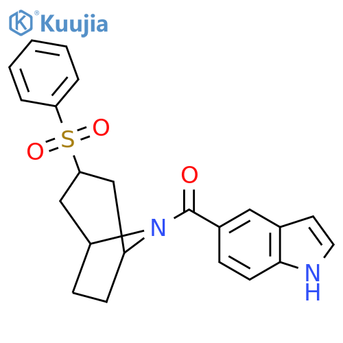 5-3-(benzenesulfonyl)-8-azabicyclo3.2.1octane-8-carbonyl-1H-indole structure