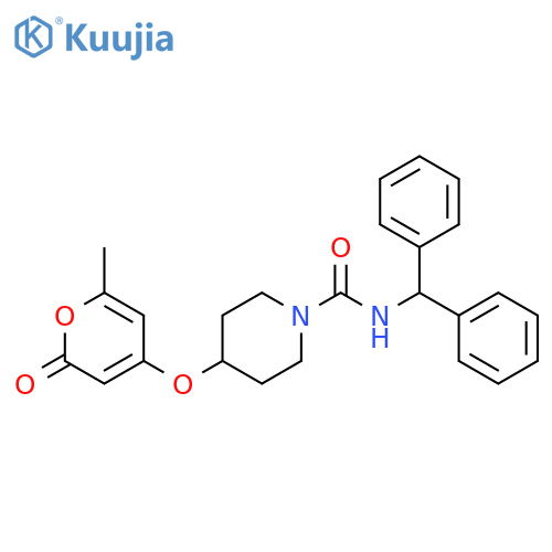 N-benzhydryl-4-(2-methyl-6-oxopyran-4-yl)oxypiperidine-1-carboxamide structure