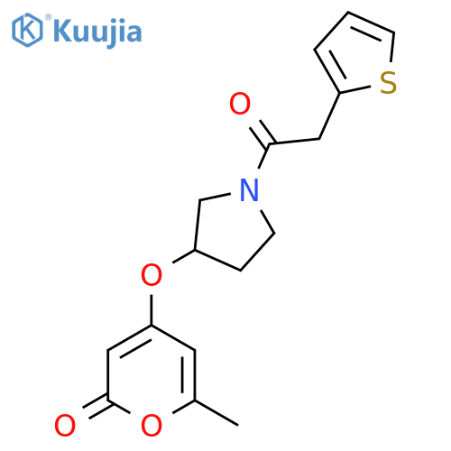 6-methyl-4-((1-(2-(thiophen-2-yl)acetyl)pyrrolidin-3-yl)oxy)-2H-pyran-2-one structure