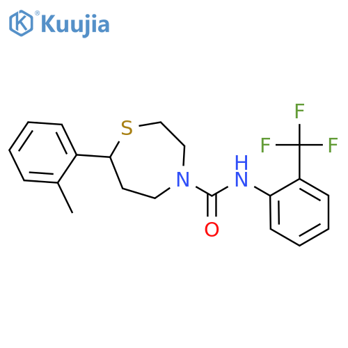 7-(2-methylphenyl)-N-[2-(trifluoromethyl)phenyl]-1,4-thiazepane-4-carboxamide structure