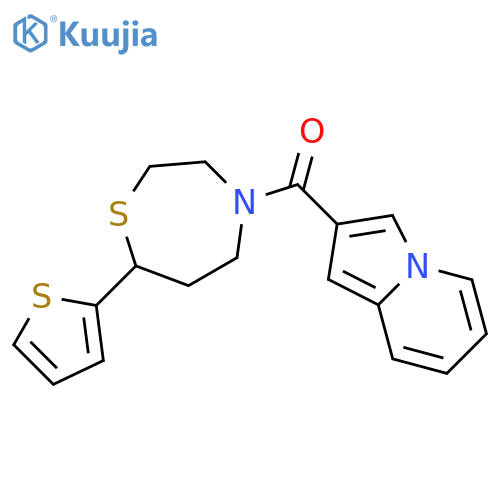 2-[7-(thiophen-2-yl)-1,4-thiazepane-4-carbonyl]indolizine structure
