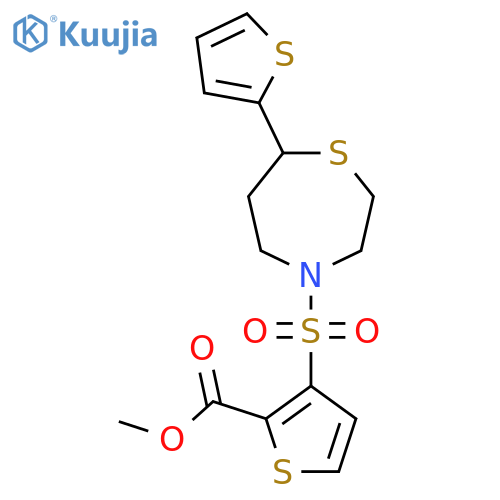 methyl 3-{[7-(thiophen-2-yl)-1,4-thiazepan-4-yl]sulfonyl}thiophene-2-carboxylate structure