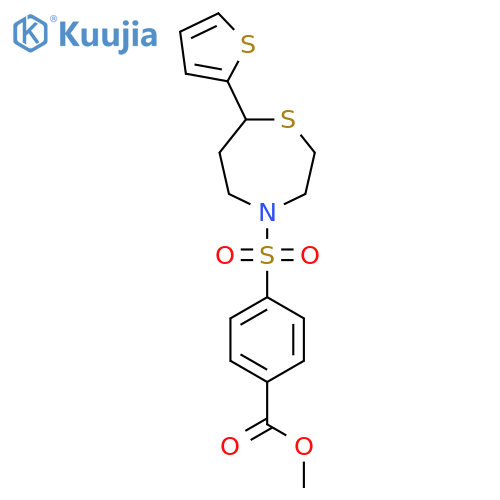 methyl 4-{[7-(thiophen-2-yl)-1,4-thiazepan-4-yl]sulfonyl}benzoate structure
