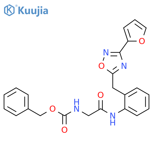 benzyl N-{[(2-{[3-(furan-2-yl)-1,2,4-oxadiazol-5-yl]methyl}phenyl)carbamoyl]methyl}carbamate structure